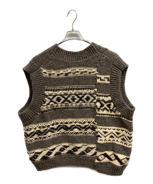 JOHN MASON SMITH（ジョンメイソンスミス）JOHN MASON SMITH (ジョンメイソンスミス) 3G CANADIAN KNIT V VEST/JOHN MASON SMITHニット ブラウン サイズ:Sの古着・服飾アイテム