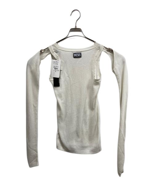 DIESEL（ディーゼル）DIESEL (ディーゼル) リブカットソー ホワイト サイズ:Mの古着・服飾アイテム