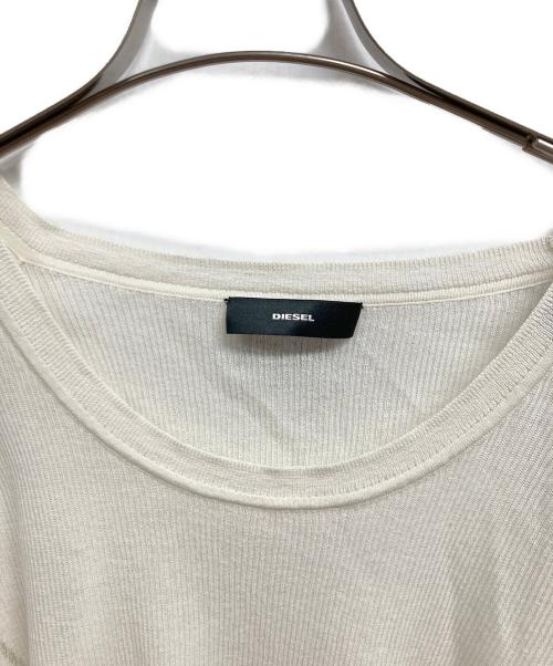 DIESEL（ディーゼル）DIESEL (ディーゼル) リブカットソー ホワイト サイズ:Mの古着・服飾アイテム
