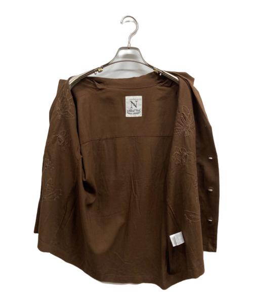 RNA（アールエヌエー）RNA (アールエヌエー) レーヨンリネンコットンエンブロイダリーシャツ ブラウン サイズ:Mの古着・服飾アイテム