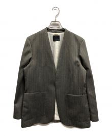 Conte（コンテ）の古着「Stripe Herringbone No Collar JACKET」｜ブラウン