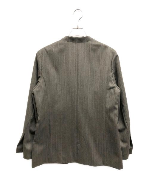Conte（コンテ）Conte (コンテ) Stripe Herringbone No Collar JACKET ブラウン サイズ:ＦＲＥＥの古着・服飾アイテム