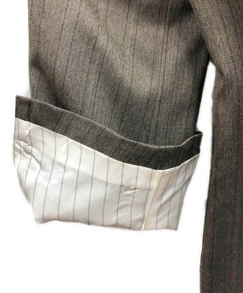 Conte（コンテ）Conte (コンテ) Stripe Herringbone No Collar JACKET ブラウン サイズ:ＦＲＥＥの古着・服飾アイテム