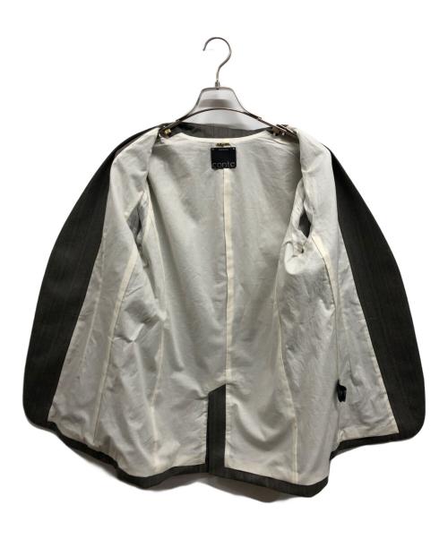 Conte（コンテ）Conte (コンテ) Stripe Herringbone No Collar JACKET ブラウン サイズ:ＦＲＥＥの古着・服飾アイテム