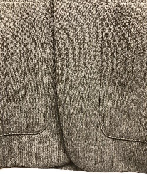Conte（コンテ）Conte (コンテ) Stripe Herringbone No Collar JACKET ブラウン サイズ:ＦＲＥＥの古着・服飾アイテム