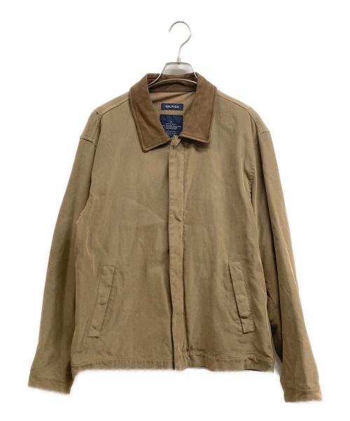 NAUTICA（ノーティカ）NAUTICA (ノーティカ) レザーカラージップアップジャケット ベージュ サイズ:Lの古着・服飾アイテム