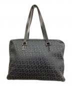 FENDIフェンディ）の古着「ズッキーノ柄キャンバスハンドバッグ」｜ブラック