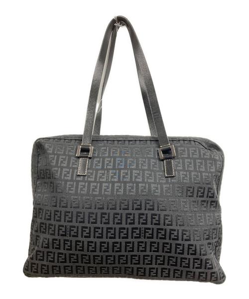 FENDI（フェンディ）FENDI (フェンディ) ズッキーノ柄キャンバスハンドバッグ ブラックの古着・服飾アイテム