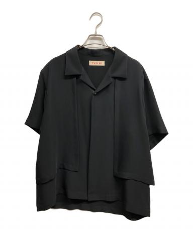未使用　CULLNI　オープンカラーシャツ　黒　ゴールドボタン　半袖 中古・古着通販】CULLNI (クルニ) オープンカラーフラップシャツ