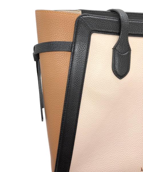 Kate Spade（ケイトスペード）Kate Spade (ケイトスペード) ノット カラーブロック ぺブル レザー ラージ トート ベージュの古着・服飾アイテム