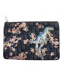 DIOR HOMME×空山基（ディオール オム×ソラヤマ ハジメ）の古着「トロッター柄クラッチバッグ」｜ネイビー