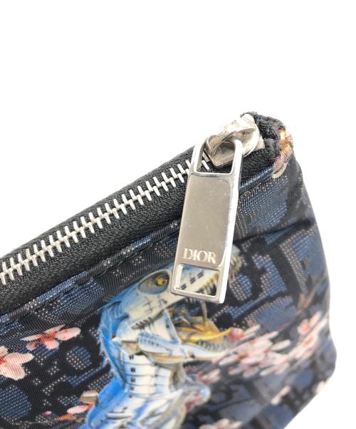 DIOR HOMME（ディオール オム）Dior Homme (ディオール オム) 空山基 (ソラヤマ ハジメ) トロッター柄クラッチバッグ ネイビーの古着・服飾アイテム