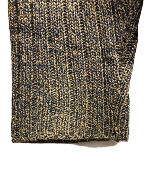 ISSEY MIYAKE（イッセイミヤケ）ISSEY MIYAKE (イッセイミヤケ) シルクウールクルーネックニット ベージュ×ネイビー サイズ:Mの古着・服飾アイテム