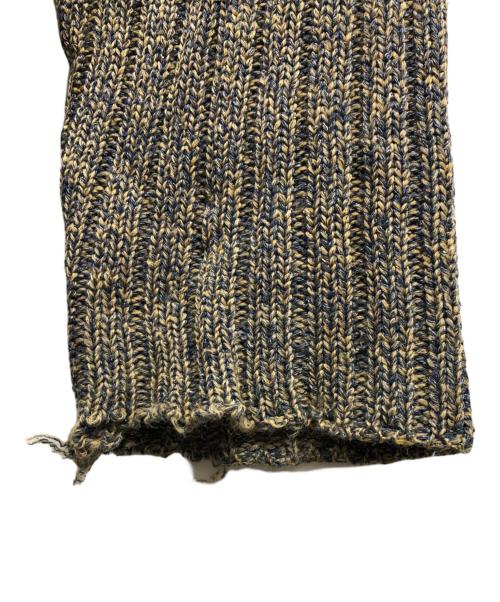 ISSEY MIYAKE（イッセイミヤケ）ISSEY MIYAKE (イッセイミヤケ) シルクウールクルーネックニット ベージュ×ネイビー サイズ:Mの古着・服飾アイテム