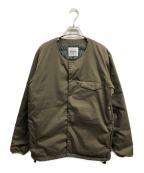 NANGAナンガ）の古着「ノーカラーダウンジャケット」｜カーキ