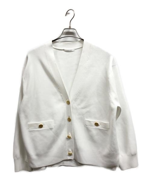 CADUNE（カデュネ）CADUNE (カデュネ) 金釦Ⅴカーデ ニット/CADUNEカーディガン ホワイト サイズ:Mの古着・服飾アイテム