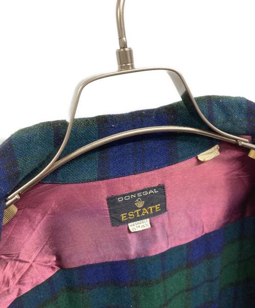 DONEGAL ESTATE（ドネガル エステート）DONEGAL ESTATE (ドネガル エステート) ウールチェックシャツ ネイビー×グリーン サイズ:Mの古着・服飾アイテム