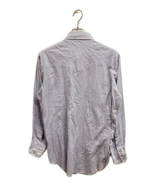 PRIOR（プリオール）PRIOR (プリオール) 70s チェックウエスタンシャツ ブルー サイズ:34の古着・服飾アイテム