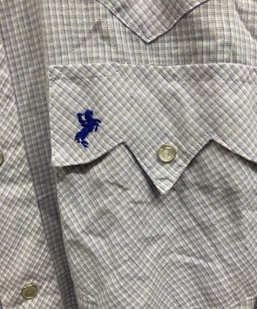 PRIOR（プリオール）PRIOR (プリオール) 70s チェックウエスタンシャツ ブルー サイズ:34の古着・服飾アイテム