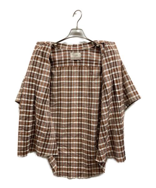 Sears（シアーズ）Sears (シアーズ) 70s 半袖チェックシャツ ブラウン サイズ:Lの古着・服飾アイテム
