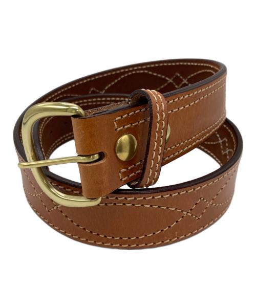 BIANCHI（ビアンキ）BIANCHI (ビアンキ) Stitched Beltレザーベルト ブラウンの古着・服飾アイテム