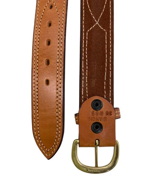 BIANCHI（ビアンキ）BIANCHI (ビアンキ) Stitched Beltレザーベルト ブラウンの古着・服飾アイテム