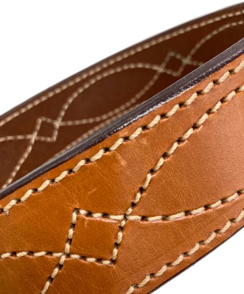 BIANCHI（ビアンキ）BIANCHI (ビアンキ) Stitched Beltレザーベルト ブラウンの古着・服飾アイテム