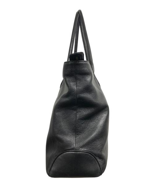 BARNEYS NEWYORK（バーニーズ・ニューヨーク）BARNEYS NEWYORK (バーニーズ・ニューヨーク) レザートートバッグ ブラックの古着・服飾アイテム