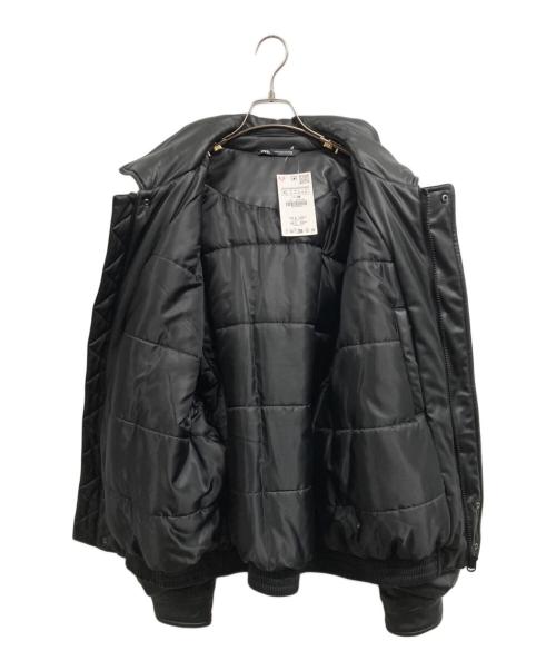 ZARA（ザラ）ZARA (ザラ) フェイクレザー 中綿ジャケット ブラック サイズ:XLの古着・服飾アイテム