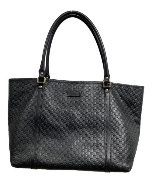 GUCCI（グッチ）GUCCI (グッチ) マイクログッチシマ トートバッグ ブラックの古着・服飾アイテム