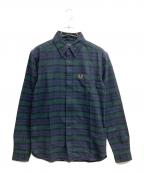 FRED PERRYフレッドペリー）の古着「ボタンダウンシャツ」｜ネイビー×グリーン