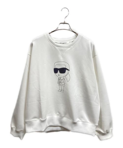 Karl Lagerfeld（カール ラガーフェルド）KARL LAGERFELD (カール ラガーフェルド) クルーネックスウェット ホワイト サイズ:Lの古着・服飾アイテム