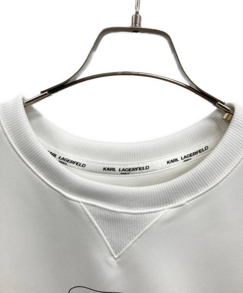 Karl Lagerfeld（カール ラガーフェルド）KARL LAGERFELD (カール ラガーフェルド) クルーネックスウェット ホワイト サイズ:Lの古着・服飾アイテム