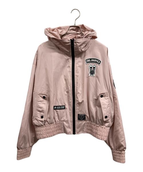 Karl Lagerfeld（カール ラガーフェルド）KARL LAGERFELD (カール ラガーフェルド) ナイロンジャケット ピンク サイズ:Lの古着・服飾アイテム