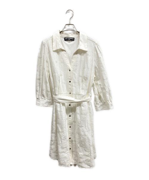 Karl Lagerfeld（カール ラガーフェルド）KARL LAGERFELD (カール ラガーフェルド) シャツワンピース ホワイト サイズ:16の古着・服飾アイテム