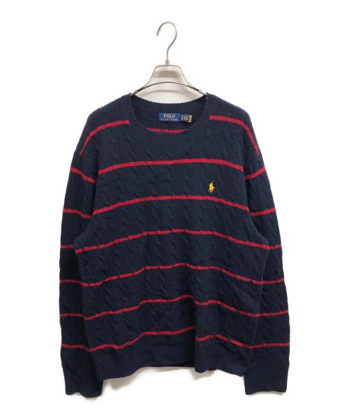 POLO RALPH LAUREN（ポロ・ラルフローレン）POLO RALPH LAUREN (ポロ・ラルフローレン) ボーダーニット/	POLO RALPH LAURENニット ネイビー×レッド サイズ:XLの古着・服飾アイテム