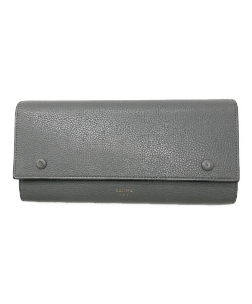 CELINE（セリーヌ）CELINE (セリーヌ) ラージフラップ マルチファンクション 長財布 グレーの古着・服飾アイテム