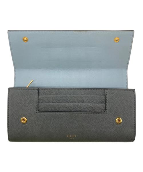 CELINE（セリーヌ）CELINE (セリーヌ) ラージフラップ マルチファンクション 長財布 グレーの古着・服飾アイテム