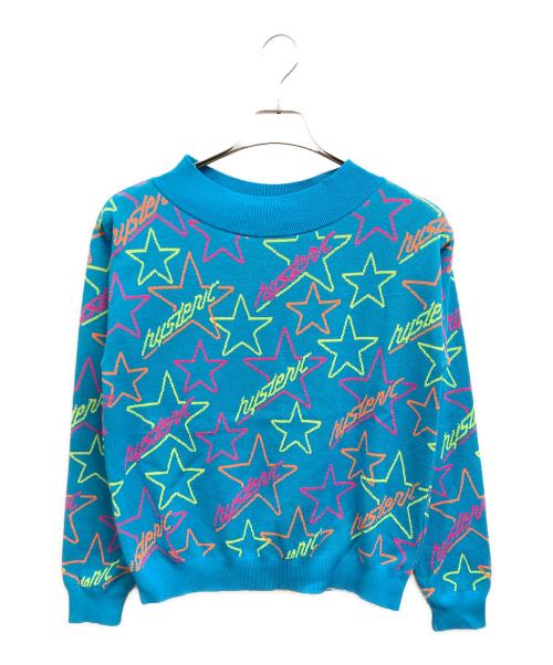 Hysteric Glamour（ヒステリックグラマー）Hysteric Glamour (ヒステリックグラマー) 総柄ニット ブルー サイズ:ＦＲＥＥの古着・服飾アイテム
