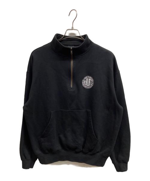 HUF（ハフ）HUF (ハフ) ハーフジップスウェット ブラック サイズ:Mの古着・服飾アイテム