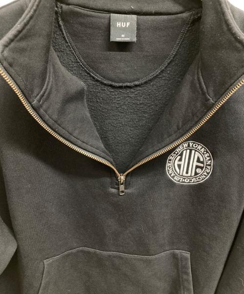 HUF（ハフ）HUF (ハフ) ハーフジップスウェット ブラック サイズ:Mの古着・服飾アイテム