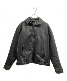 BEAMS（ビームス）の古着「ユーズド加工 レザー ジップブルゾン」｜ブラック