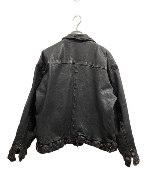 BEAMS（ビームス）BEAMS (ビームス) ユーズド加工 レザー ジップブルゾン ブラック サイズ:Lの古着・服飾アイテム