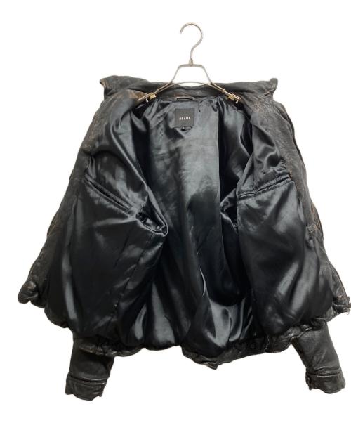 BEAMS（ビームス）BEAMS (ビームス) ユーズド加工 レザー ジップブルゾン ブラック サイズ:Lの古着・服飾アイテム
