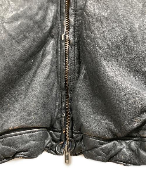BEAMS（ビームス）BEAMS (ビームス) ユーズド加工 レザー ジップブルゾン ブラック サイズ:Lの古着・服飾アイテム