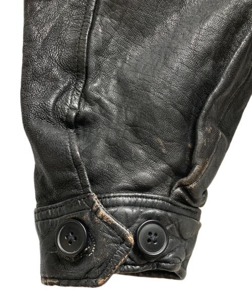 BEAMS（ビームス）BEAMS (ビームス) ユーズド加工 レザー ジップブルゾン ブラック サイズ:Lの古着・服飾アイテム