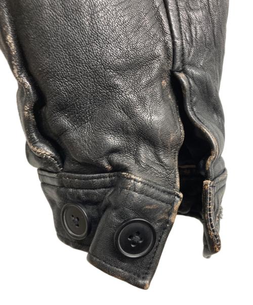 BEAMS（ビームス）BEAMS (ビームス) ユーズド加工 レザー ジップブルゾン ブラック サイズ:Lの古着・服飾アイテム