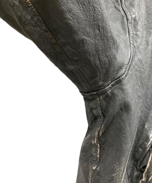 BEAMS（ビームス）BEAMS (ビームス) ユーズド加工 レザー ジップブルゾン ブラック サイズ:Lの古着・服飾アイテム