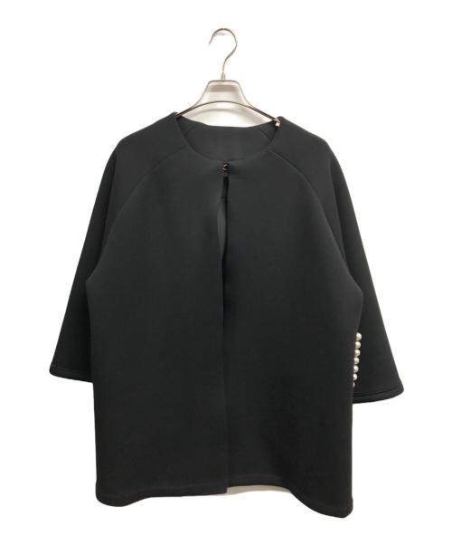frene（フラーネ）Frene (フラーネ) 袖フレアパールボンディングコート ブラック サイズ:MLの古着・服飾アイテム
