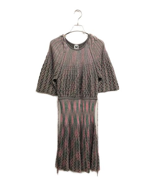 missoni（ミッソーニ）missoni (ミッソーニ) ニットワンピース グレー×ピンク サイズ:Mの古着・服飾アイテム